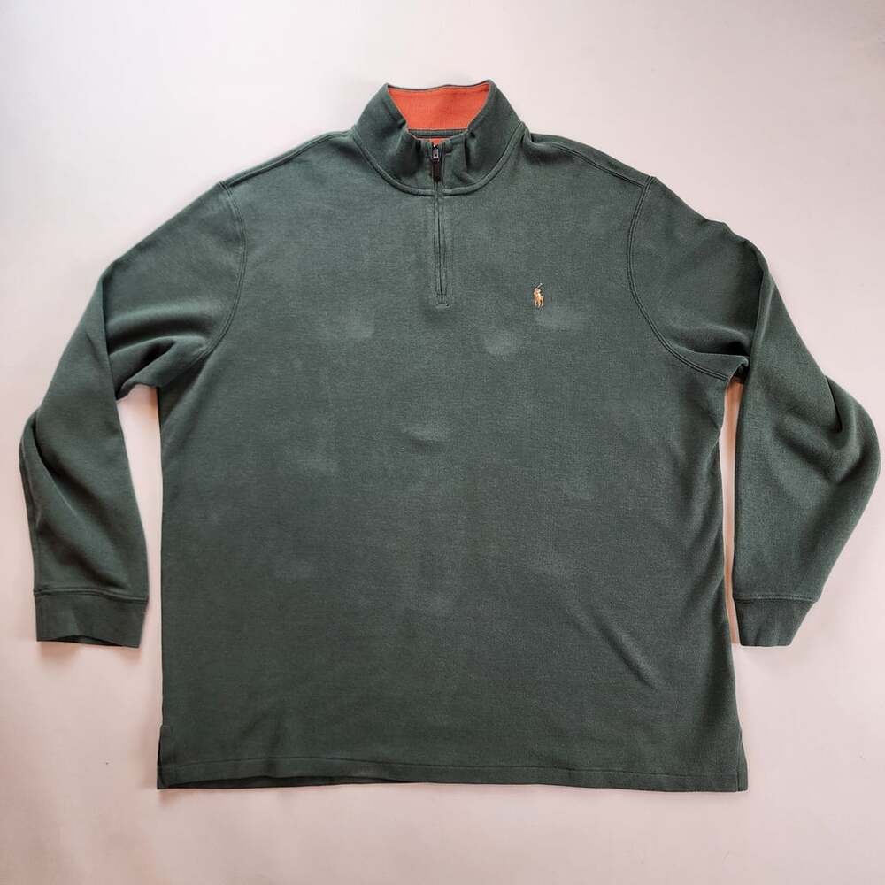 ​Polo Ralph Lauren Men's Green Estate Rib Quarter Zip Pullover Sweater Size XXL